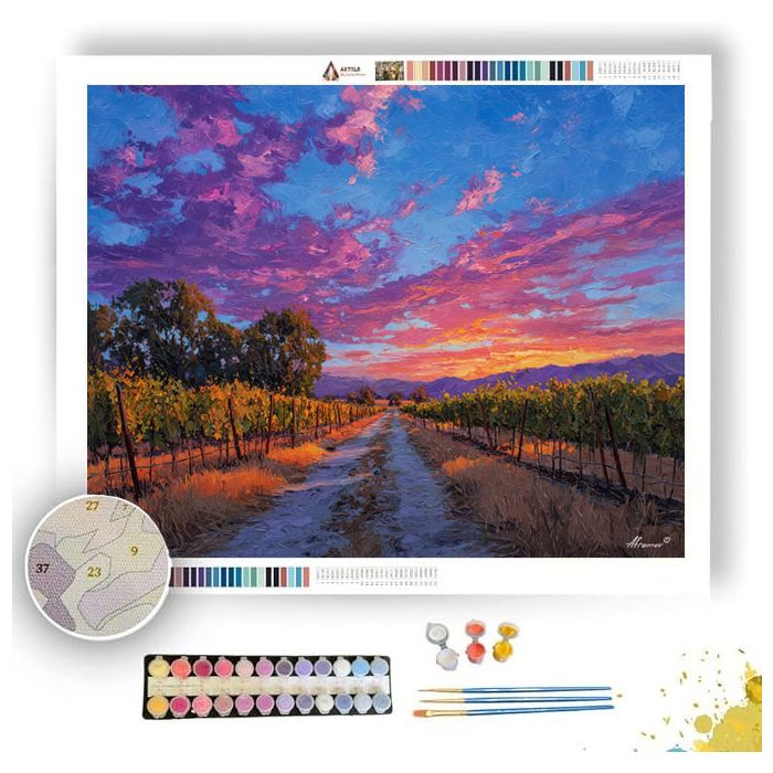 WINE ROAD SUNSET - Paint by Numbers Full Kit
