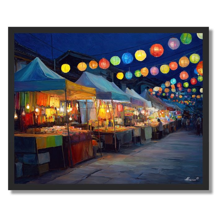 VILLAGE MARKET LIGHTS - FRAMED