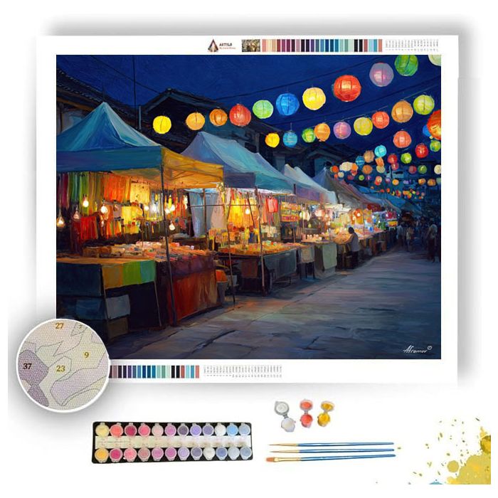 VILLAGE MARKET LIGHTS - Paint by Numbers Full Kit