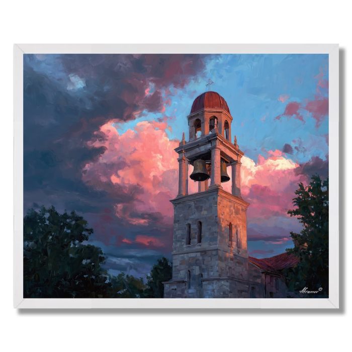 BELL TOWER AT SUNSET - FRAMED