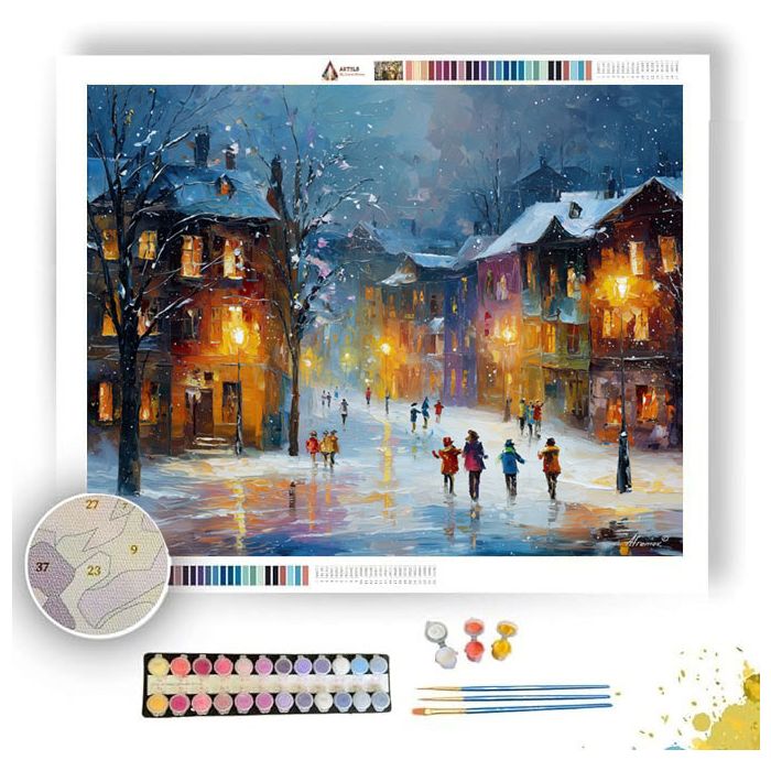 WINTER VILLAGE NIGHT - Paint by Numbers Full Kit