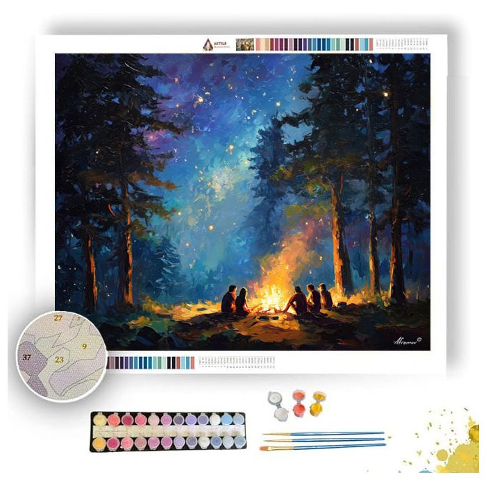 STARLIT CAMPFIRE NIGHT - Paint by Numbers Full Kit
