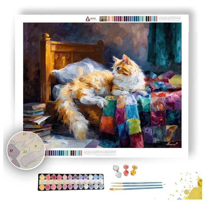 CAT ON QUILT - Paint by Numbers Full Kit