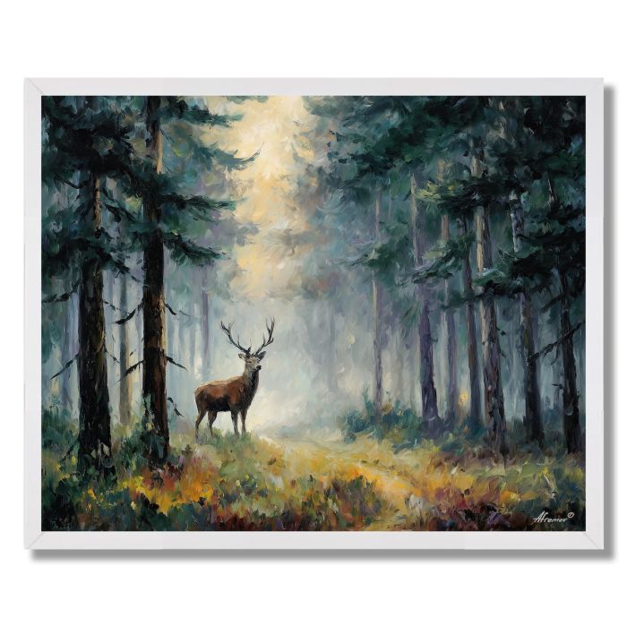 DEER IN FOREST - FRAMED