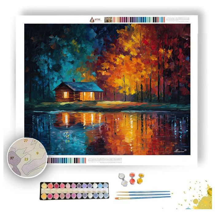 AUTUMN LAKE CABIN - Paint by Numbers Full Kit