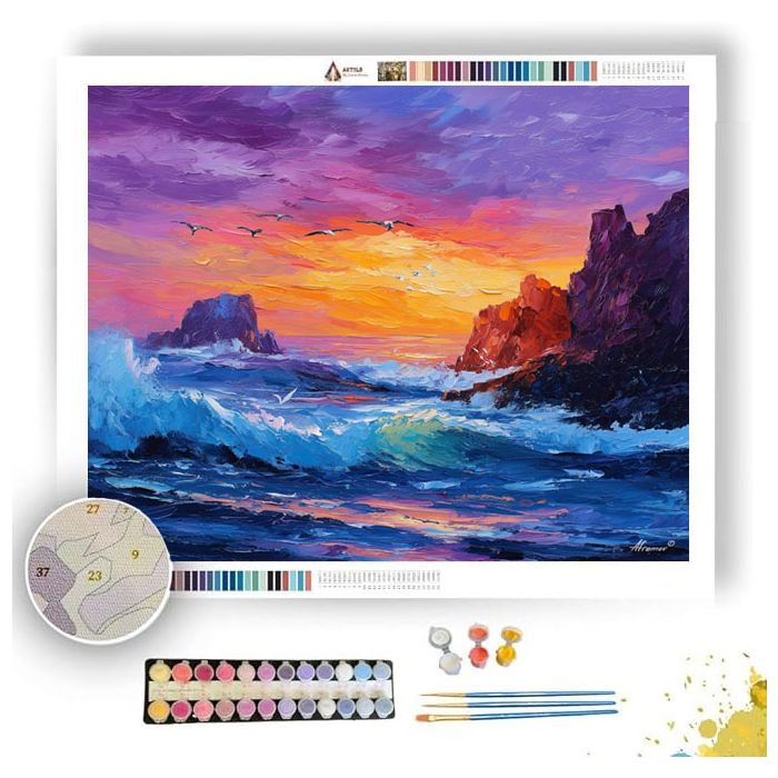 COASTAL SUNSET CLIFFS - Paint by Numbers Full Kit