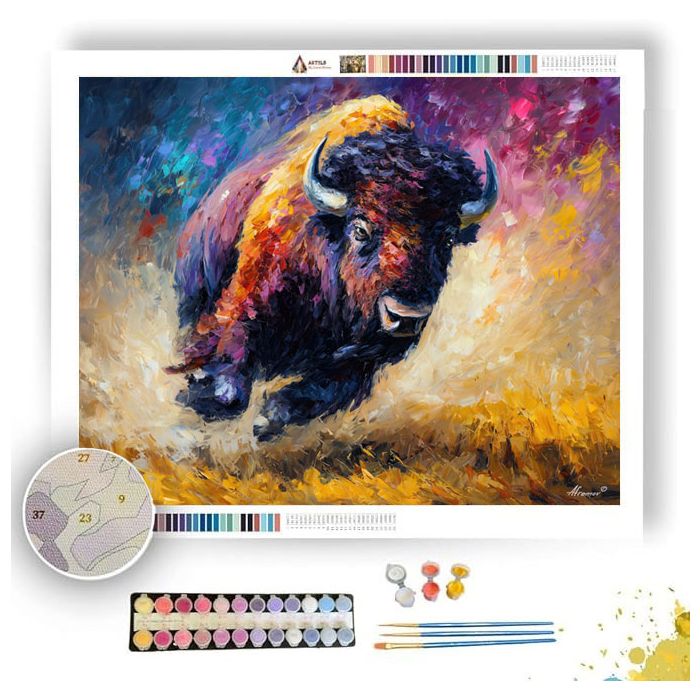 AMERICAN BUFFALO CHARGE - Paint by Numbers Full Kit