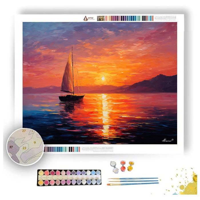 SAILBOAT SUNSET CRUISE - Paint by Numbers Full Kit