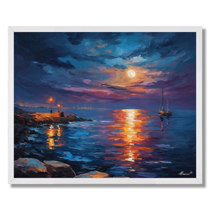 MOONLIT HARBOR SONG - FRAMED