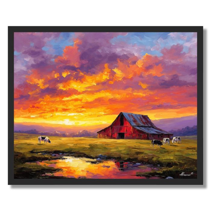 FARMHOUSE SUNSET SKY - FRAMED