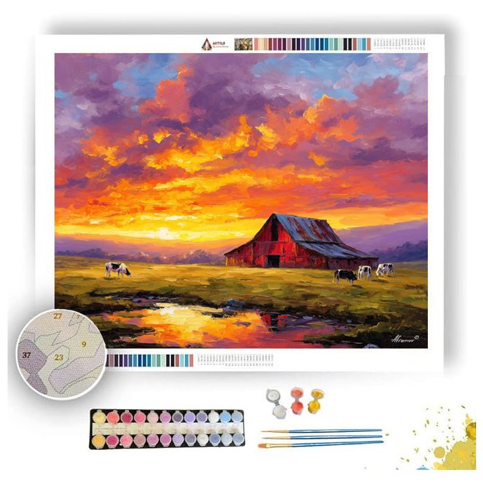 FARMHOUSE SUNSET SKY - Paint by Numbers Full Kit