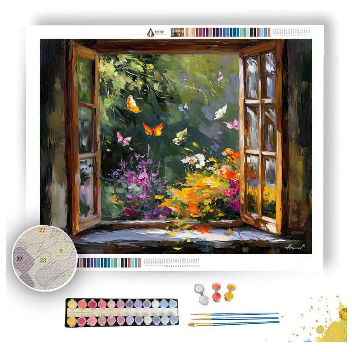 COTTAGE WINDOW VIEW - Paint by Numbers Full Kit