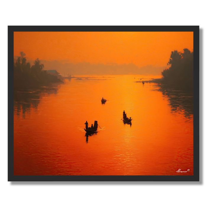 BURMESE RIVER MORNING - FRAMED