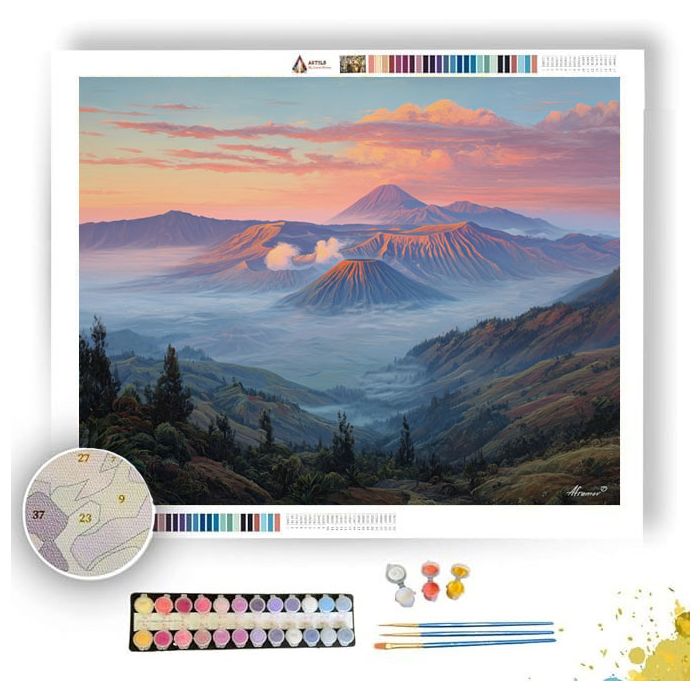 INDONESIAN VOLCANO DAWN - Paint by Numbers Full Kit