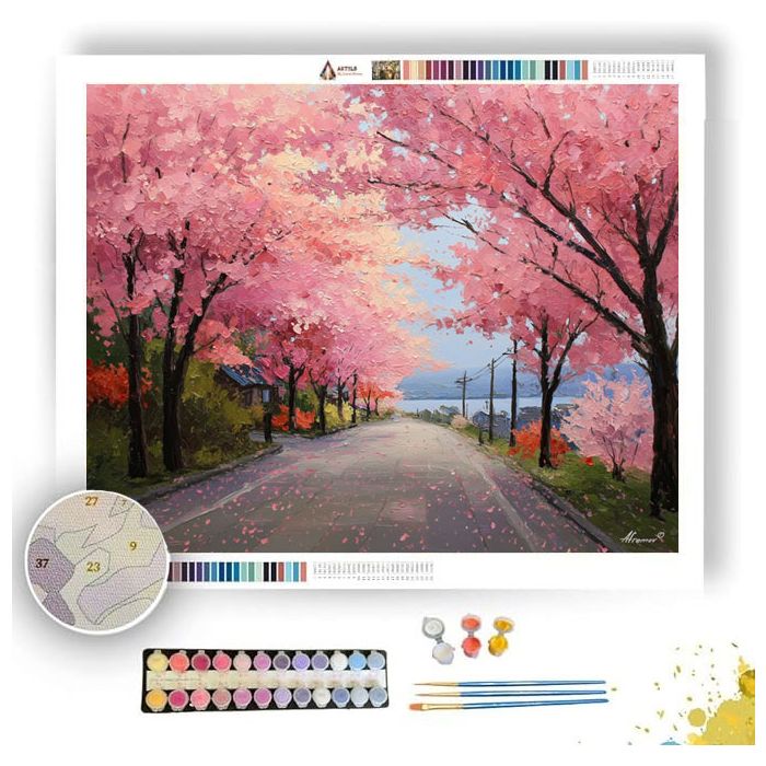 KOREAN BLOSSOM ROAD - Paint by Numbers Full Kit