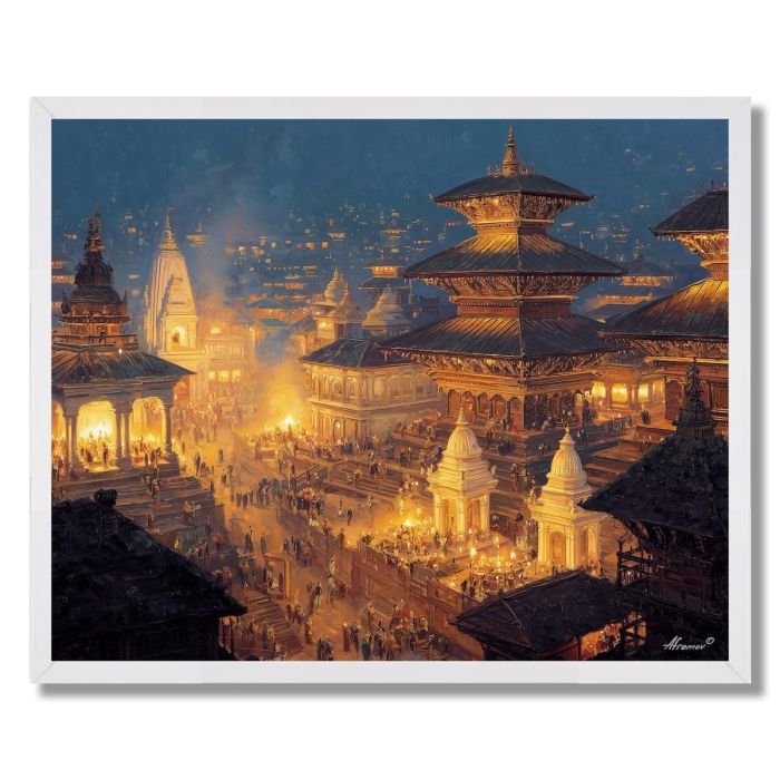 KATHMANDU EVENING BELLS - FRAMED