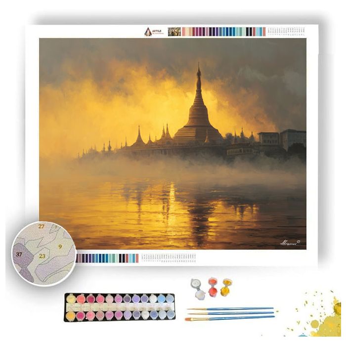 MYANMAR TEMPLE MIST - Paint by Numbers Full Kit