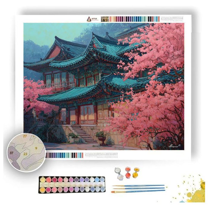 KOREAN TEMPLE SPRING - Paint by Numbers Full Kit