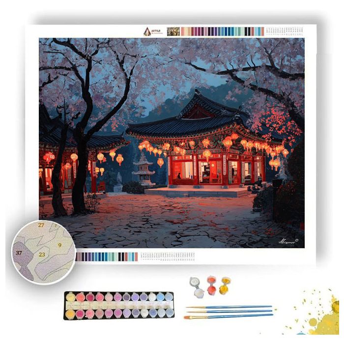 SEOUL TEMPLE NIGHT - Paint by Numbers Full Kit