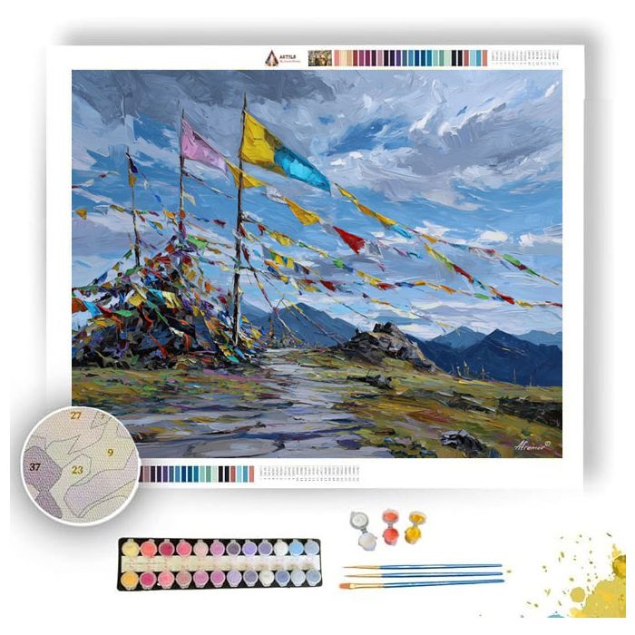 TIBETAN PRAYER HILL - Paint by Numbers Full Kit