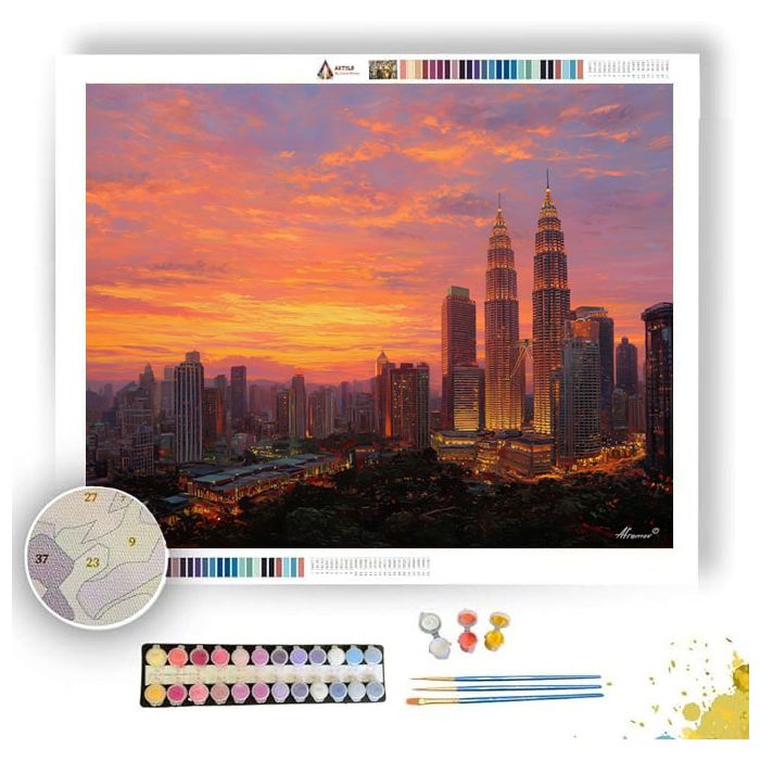 KUALA LUMPUR SUNSET SKY - Paint by Numbers Full Kit
