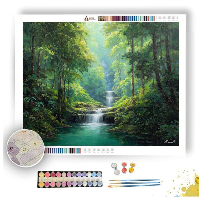 THAI JUNGLE WATERFALL - Paint by Numbers Full Kit