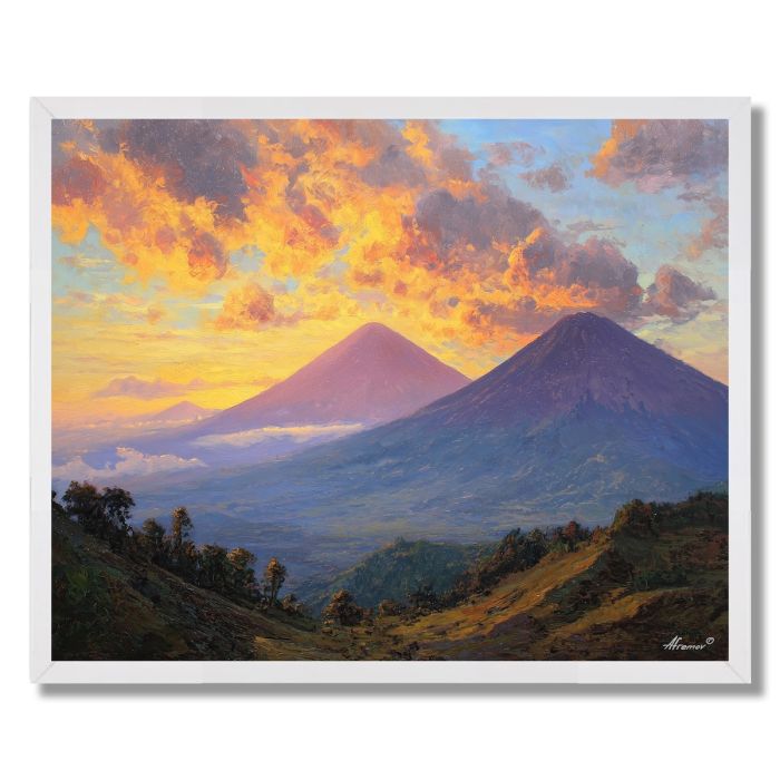 INDONESIAN SUN MOUNTAIN - FRAMED