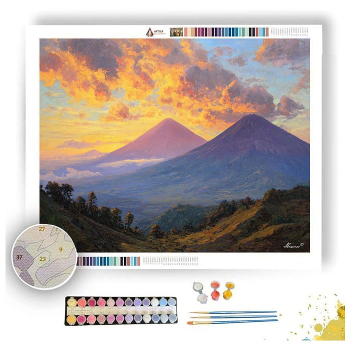INDONESIAN SUN MOUNTAIN - Paint by Numbers Full Kit