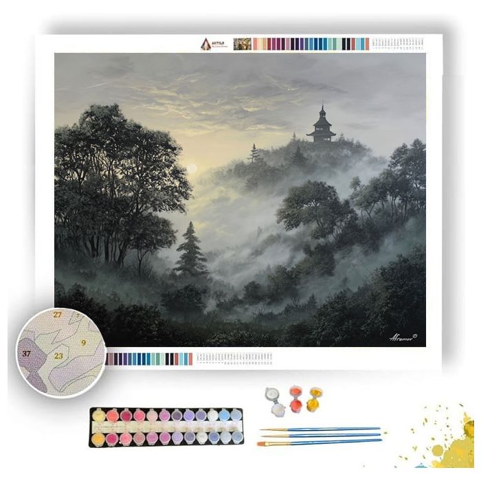 CHINESE PAGODA HILL - Paint by Numbers Full Kit
