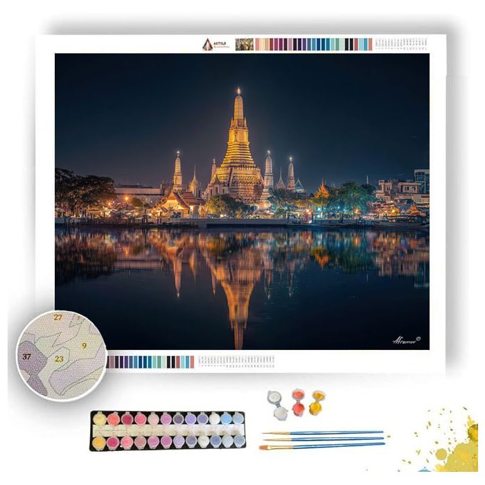 BANGKOK TEMPLE NIGHT - Paint by Numbers Full Kit