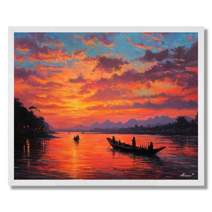 THAI RIVER SUNSET - FRAMED