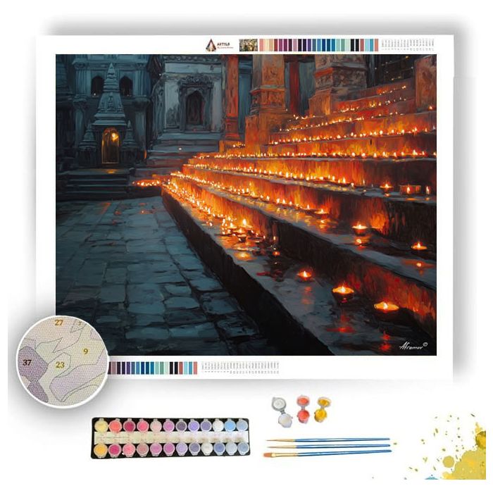 KATHMANDU PRAYER EVENING - Paint by Numbers Full Kit