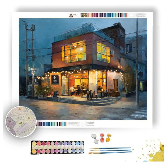 SEOUL CAFE EVENING - Paint by Numbers Full Kit