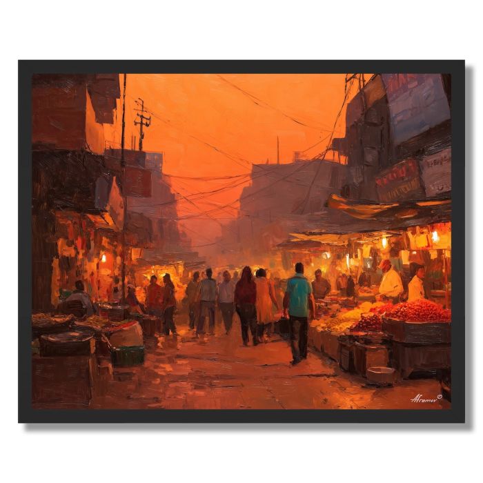 DELHI MARKET SUNSET - FRAMED