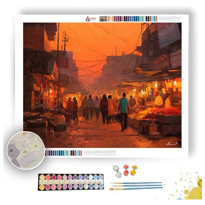 DELHI MARKET SUNSET - Paint by Numbers Full Kit