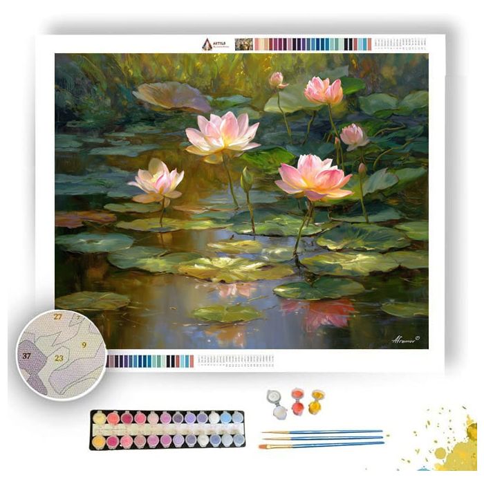 INDIAN LOTUS GARDEN - Paint by Numbers Full Kit