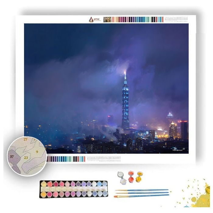 TAIPEI SKY TOWER NIGHT - Paint by Numbers Full Kit
