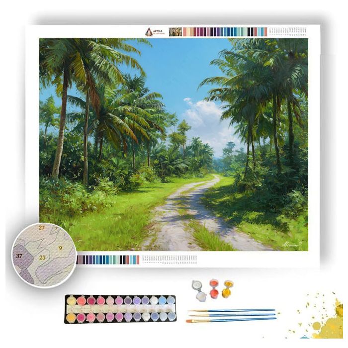 INDONESIAN PALM ROAD - Paint by Numbers Full Kit