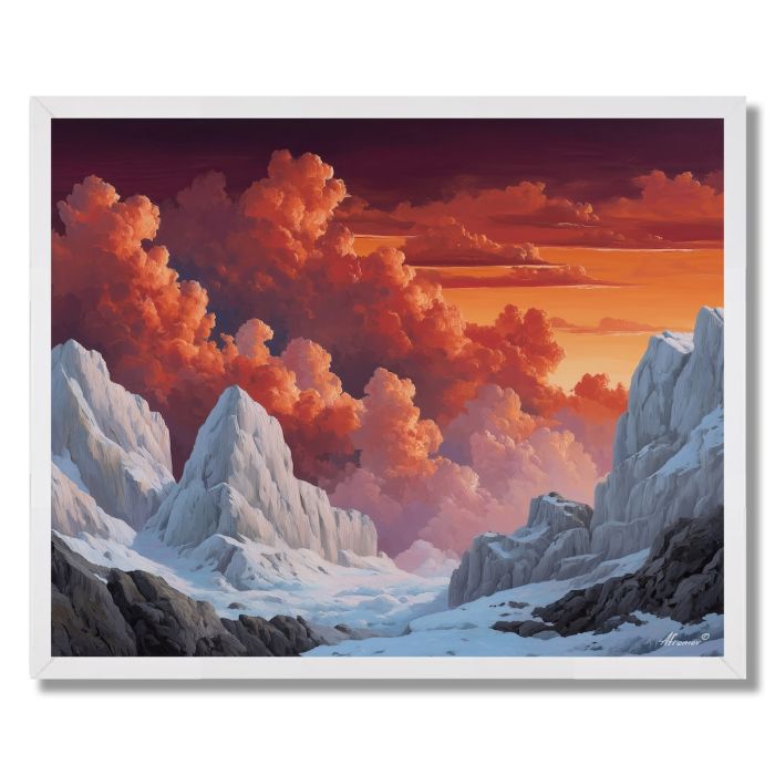 GREEK MOUNTAIN SUNSET - FRAMED