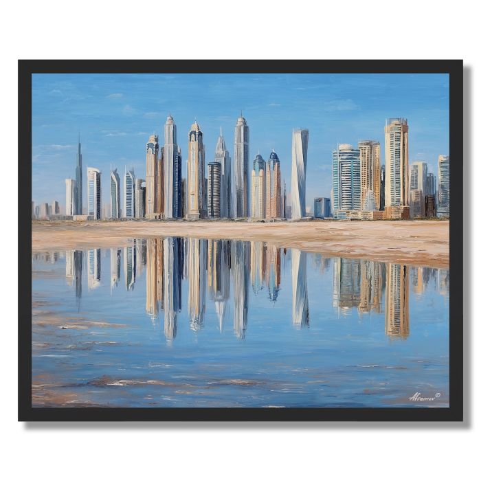 DUBAI SKYLINE REFLECTION - FRAMED
