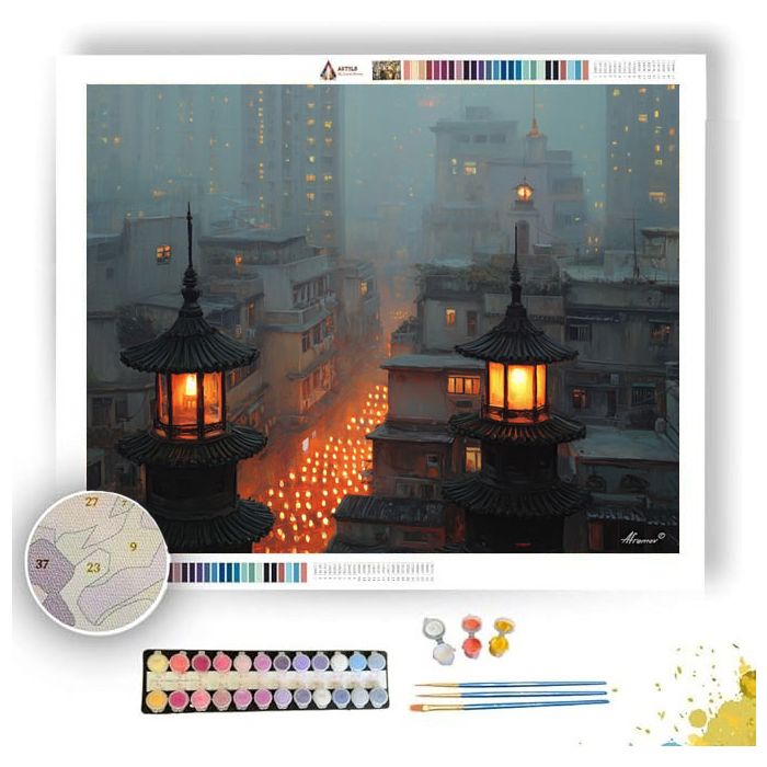 HONG KONG TEMPLE LIGHT - Paint by Numbers Full Kit
