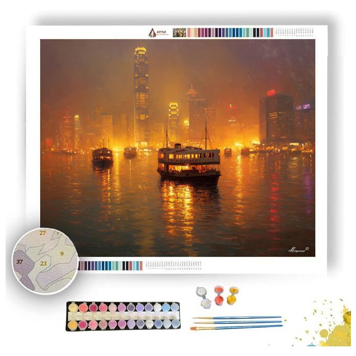 HONG KONG HARBOR GLOW - Paint by Numbers Full Kit