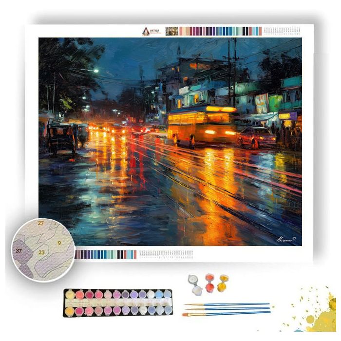 BANGALORE CITY RAIN - Paint by Numbers Full Kit
