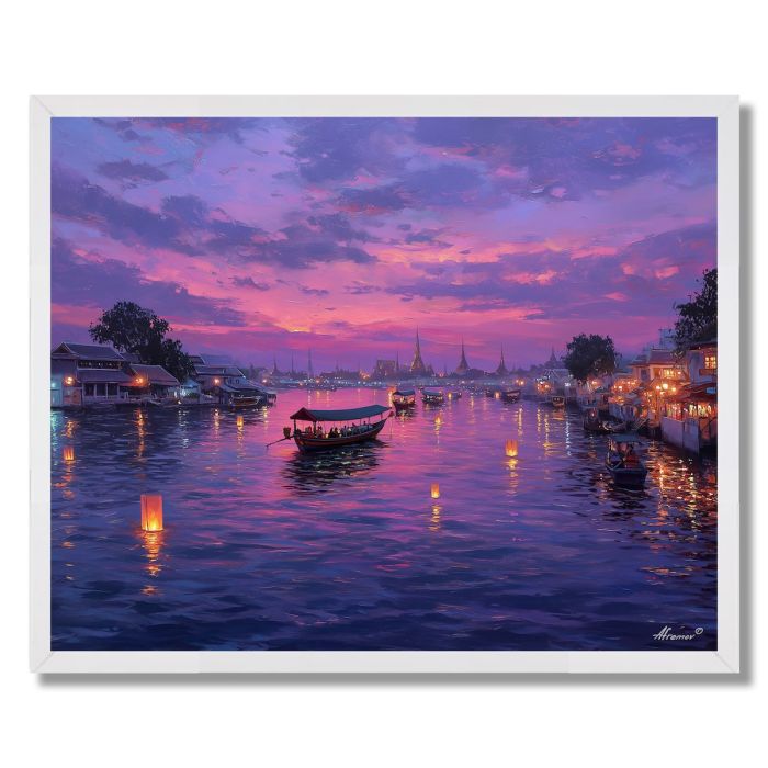 BANGKOK RIVER TWILIGHT - FRAMED