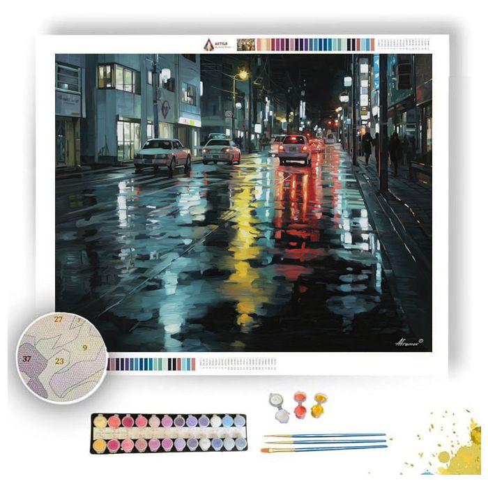 SEOUL STREETLIGHT EVENING - Paint by Numbers Full Kit