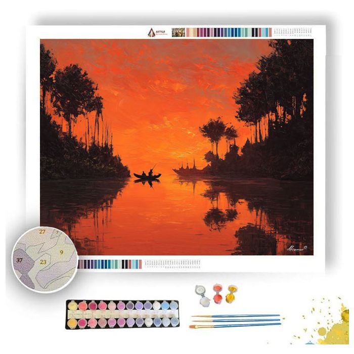 THAI RIVER EVENING - Paint by Numbers Full Kit