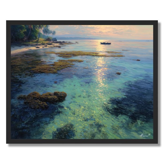 INDONESIAN MORNING SHORE - FRAMED