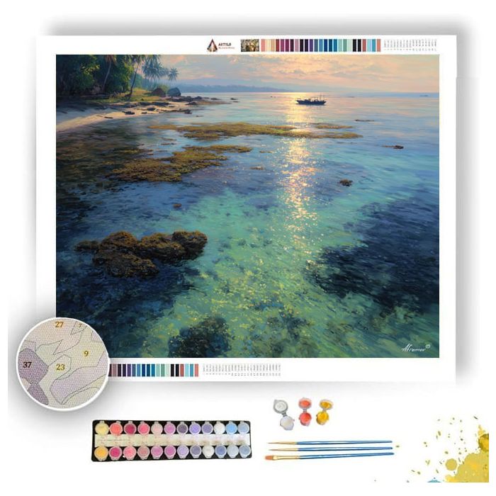 INDONESIAN MORNING SHORE - Paint by Numbers Full Kit
