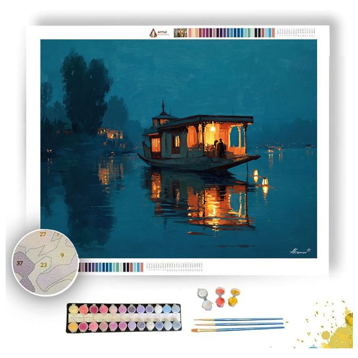 KASHMIR HOUSEBOAT LIGHT - Paint by Numbers Full Kit