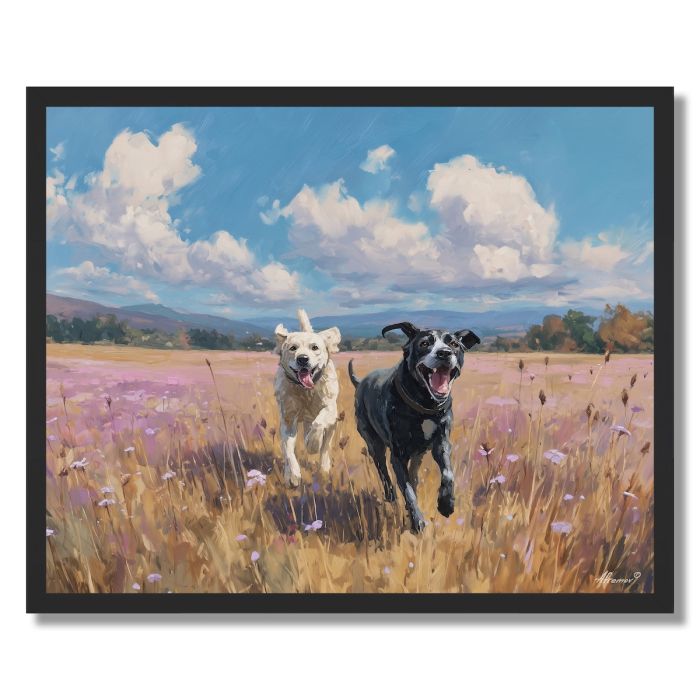 DOGS IN THE FIELD - FRAMED